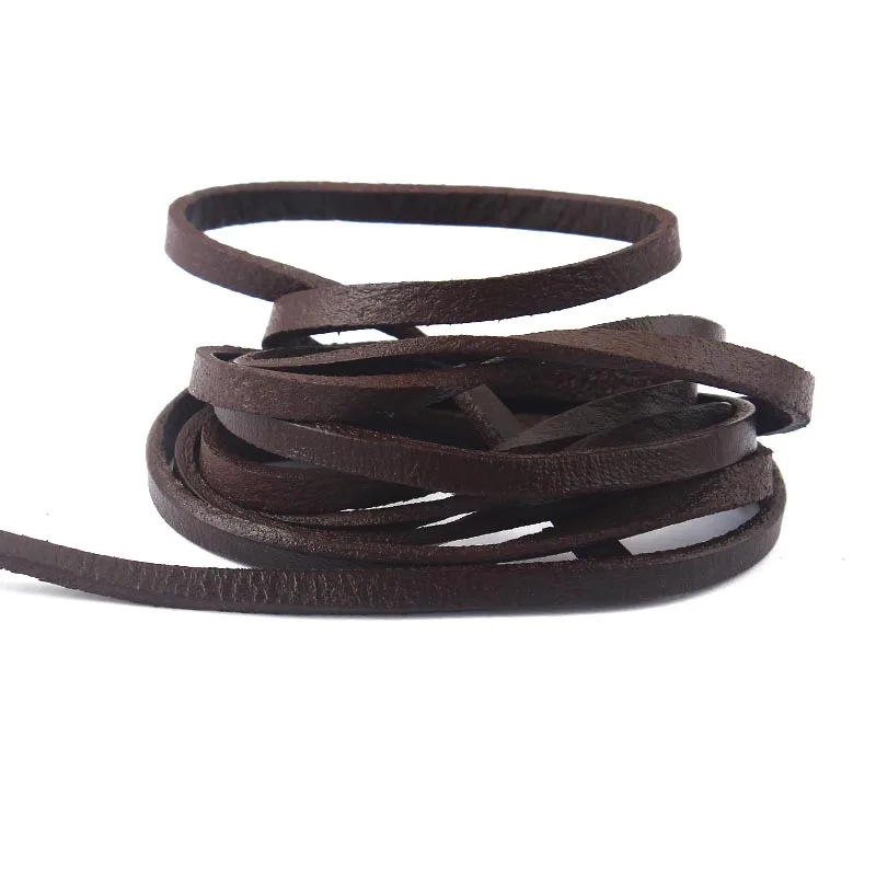 dark brown 2 метра 5*2 мм плоский шнур из натуральной кожи для плетения браслетов, ювелирных изделий - Цвет: dark brown