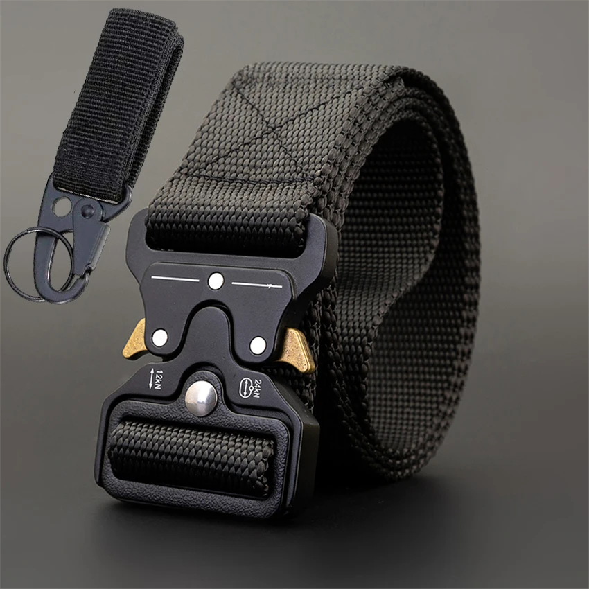 Black Belt Set 115-135 см брендовый холщовый ремень, тактический дизайнерский мужской ремень, Кобра, пряжка, длинные нейлоновые ремни, многофункциональный Быстросохнущий мужской армейский ремень - Цвет: Black Belt Set