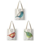 Сумка-тоут с милым принтом маленькой птицы, холщовые сумки для покупок, повседневные женские сумки 2019, сумка на плечо с карманами AKB01017