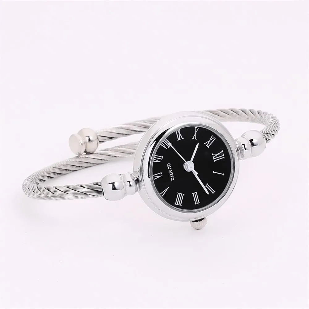 Стеклянный зеркальный браслет для девочек круглые аналоговые кварцевые часы