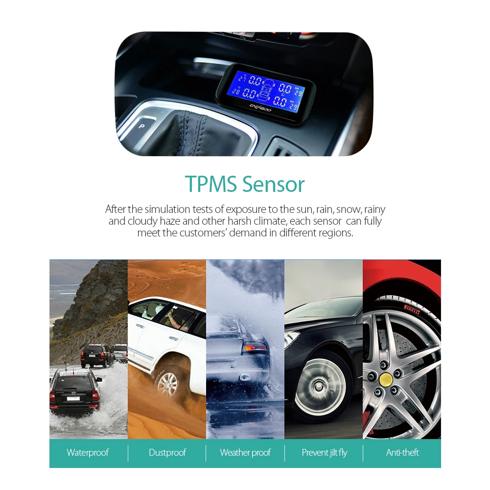 Беспроводная система контроля давления в шинах TPMS режиме реального времени с ЖК