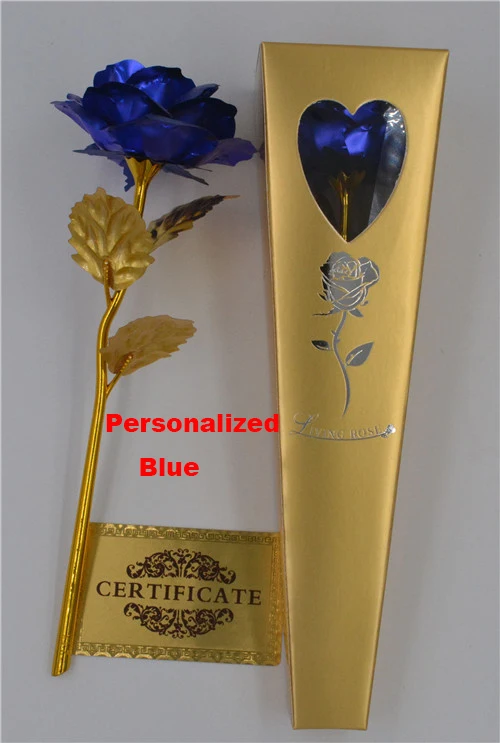 Blue Personalized Позолоченное розовое свадебное украшение 24 К с покрытием из золотистой фольги Золотое розовое золото матовое искусственное украшение 24 к Золотая роза искусственный цветок персонализированный - Цвет: Blue Personalized
