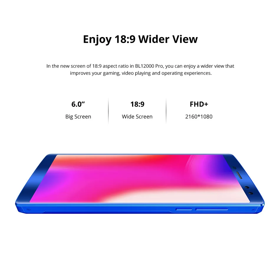 DOOGEE BL12000 Pro 12000mAh смартфон MTK6763T 6,0 ''18: 9 FHD+ безрамочный экран 2,5 ГГц 6 ГБ Оперативная память 64 Гб Встроенная память Quad Камера 16,0+ 13,0 Мп Android 7,1
