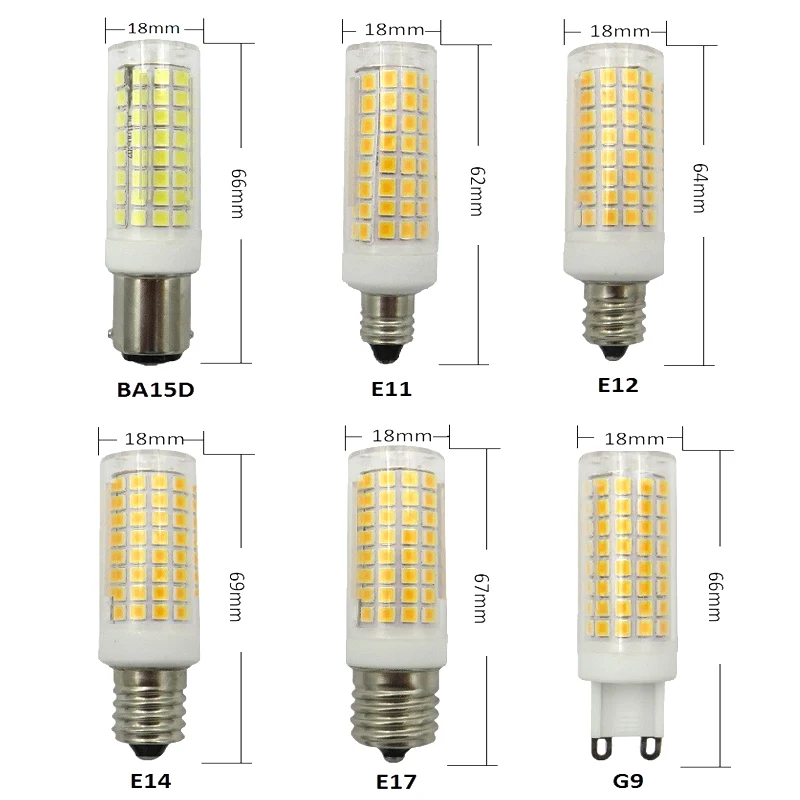 Highlight Led Ceramic bulb mini corn AC110V 120V Dimmable G9 E11 E12 E14 E17 BA15D Energy Saving 10W Replace 100W Halogen Lamp | Освещение