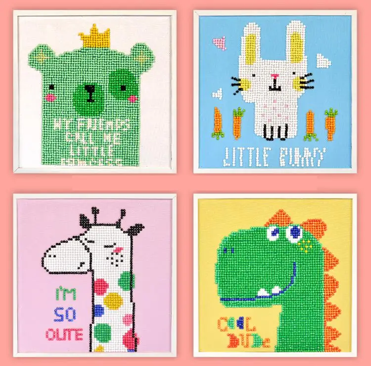 children 19*19cm big size diamond stickers with wooden frame/kids cartoon Diamond painting for DIY handmade educational toys | Игрушки и