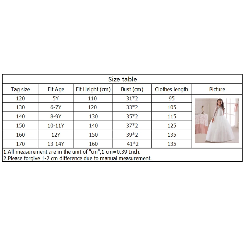 Lace Girl Long Dress Children's clothingLong Sleeve Flower Baby Girls Party Wedding Bridal Gown Kids Dresses | Детская одежда и