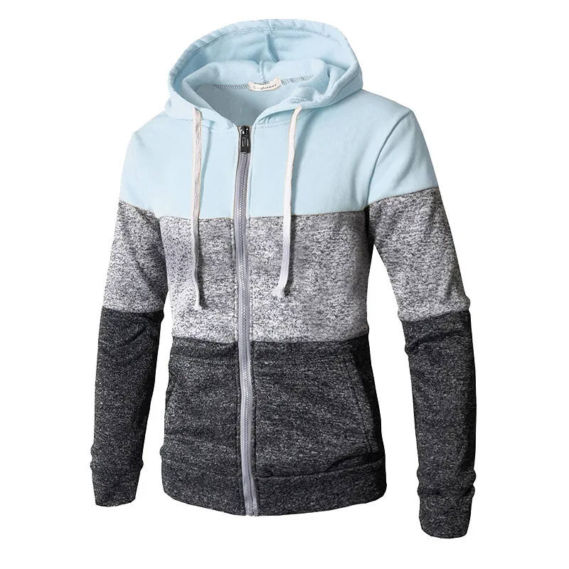 Fashion Men Hoodie Jacket Coat Brand Stitching Color Hip Hop Hoodies Casual Pullover Mens With Zipper Dropshipping | Мужская одежда