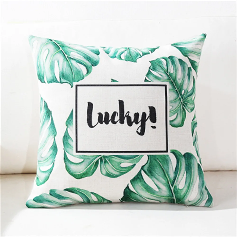 Decorative Throw Pillow Case Green Tropical Pant Palm Leaf Leaves Decoration For Sofa Home Capa De Almofadas 45x45cm | Дом и сад