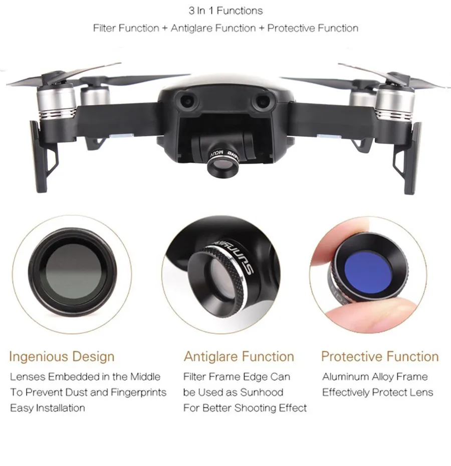 UV MCUV Filters Camera Lens Filter Aluminum Alloy with Sunshade Function for DJI Mavic Air Drone | Электроника