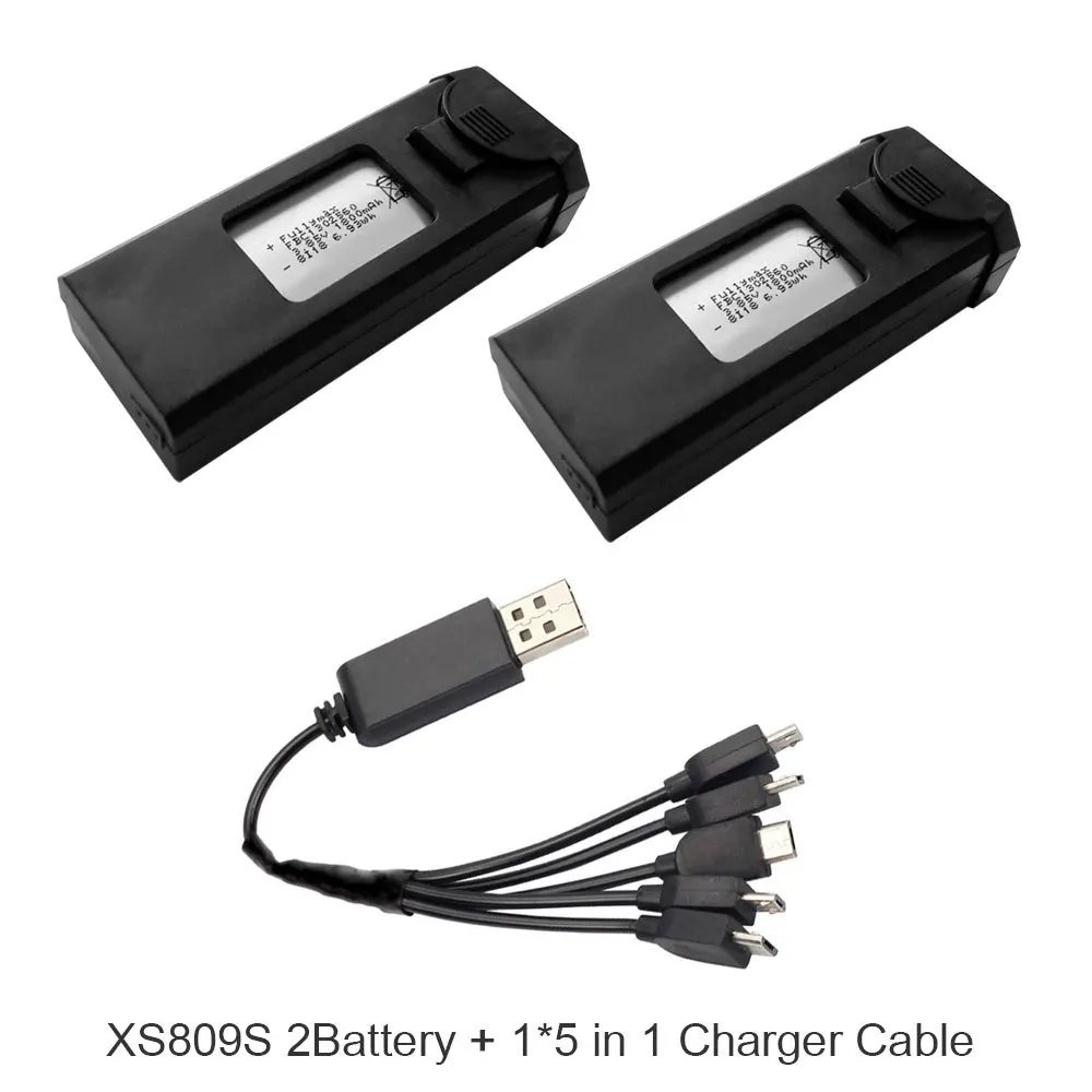 Аккумулятор XS812 1800mAh Visuo XS809S 3,7 v Lipo аккумулятор Перезаряжаемый Радиоуправляемый квадрокоптер запасные части для радиоуправляемых дронов - Цвет: 2Battery with cable