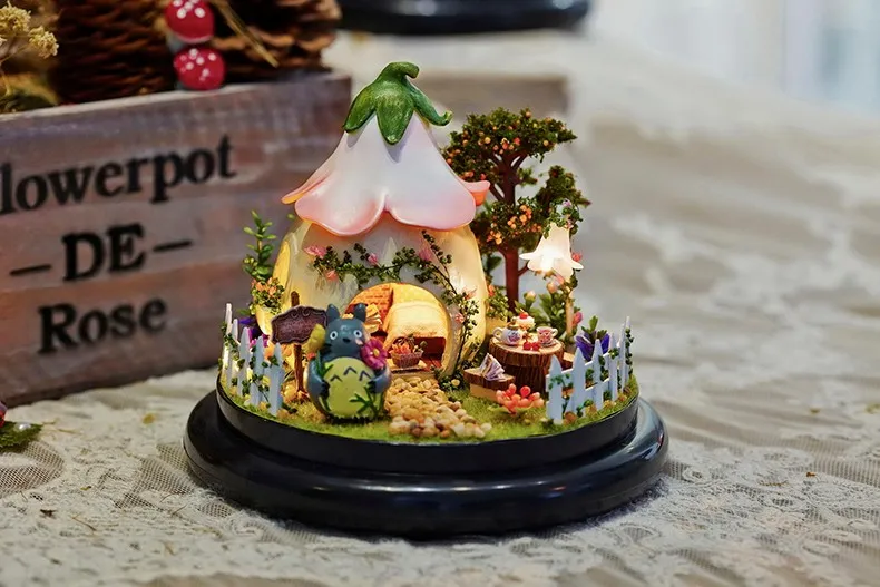 Сборный DIY Кукольный дом, игрушка, деревянный Миниатюрный Кукольный домик, миниатюрный кукольный домик, игрушки с мебели, светодиодный светильник, подарок на день рождения, B016