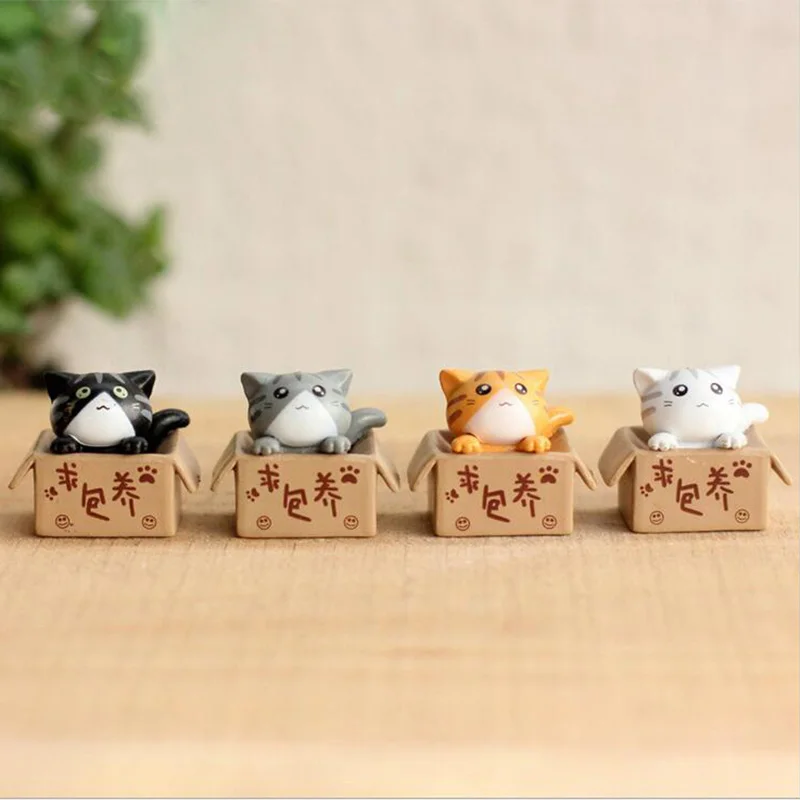 Сделай сам садовый Кот внутри коробки миниатюрная Статуэтка скульптура статуя