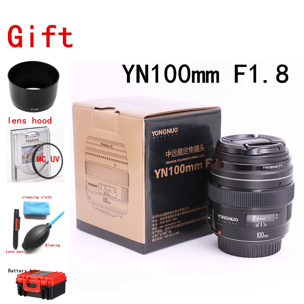 Объектив Yongnuo 100 мм F2 с большой апертурой AF/MF Средний телеобъектив Prime Lente Macro YN100mm объектив для камеры Nikon D7200 D7100 D7000