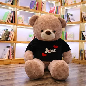 Шампанское 80CM/ 100CM T-shirt Love Teddy Bear Doll Large Plush Toy Big Bear Appease Stuffed Doll Female Birthday Gift Valentine's Day Gift - Цвет: Шампанское