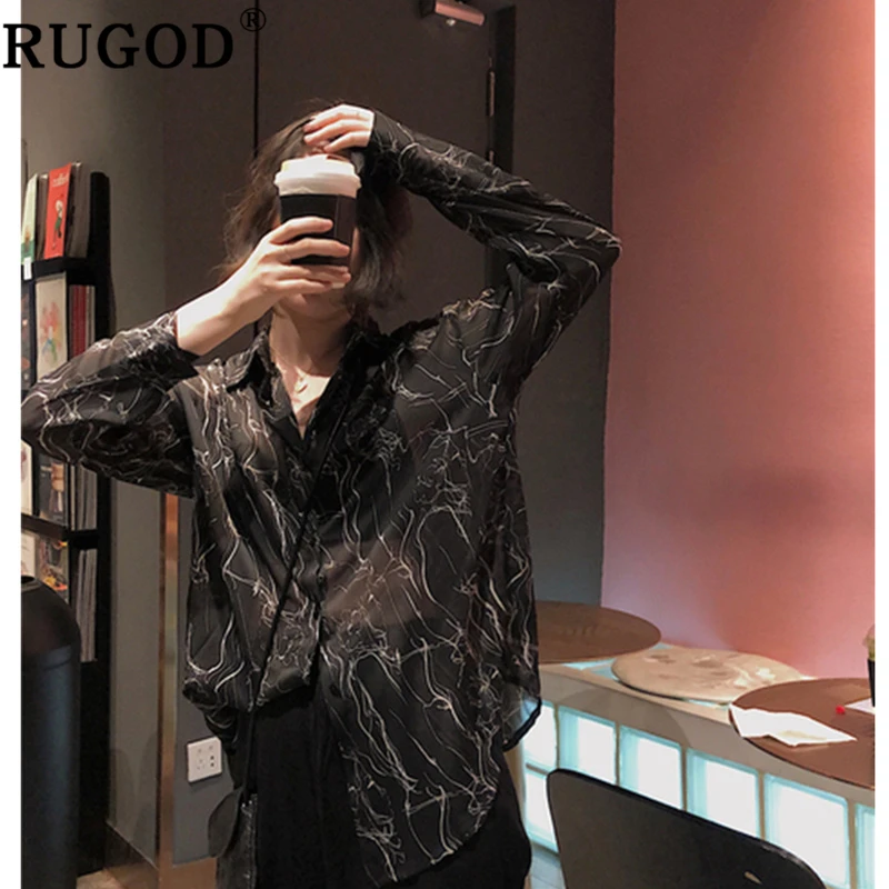 Женские шифоновые блузки в полоску RUGOD свободные шелковистые винтажные Топы