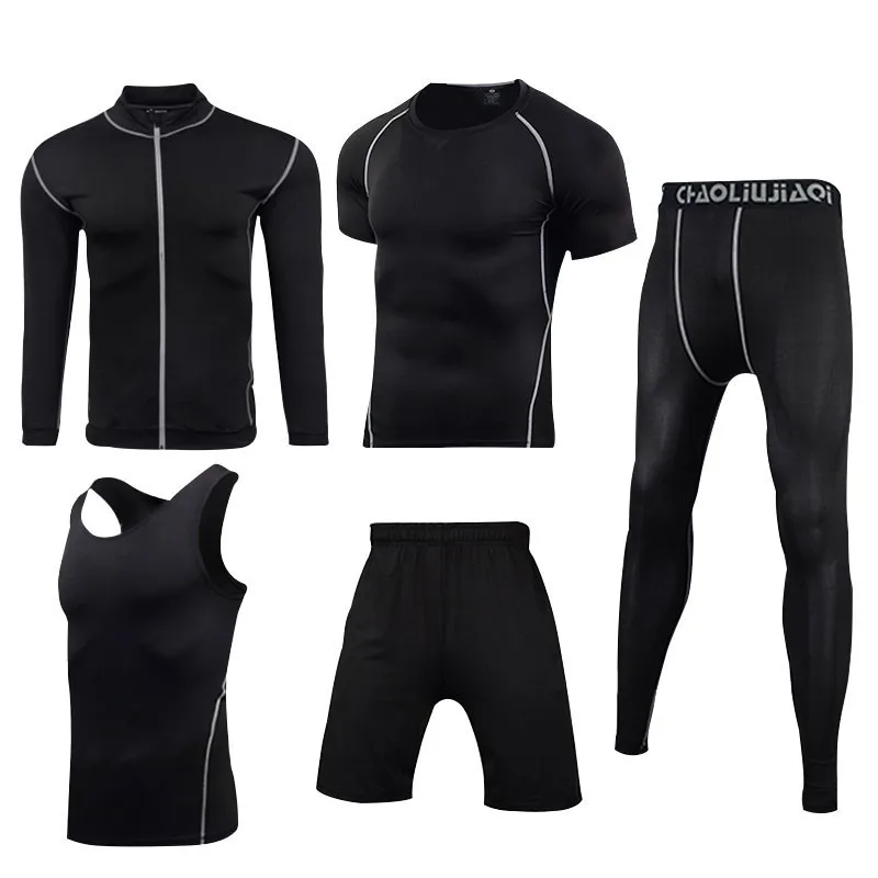 Men sportswear-SS4 Мужская спортивная одежда, эластичные спортивные костюмы, дышащий спортивный костюм для пробежек, тренировок, спортзала, фитнеса, тренировки, одежда для быстросохнущего бега, мужской комплект - Цвет: Men sportswear-SS4