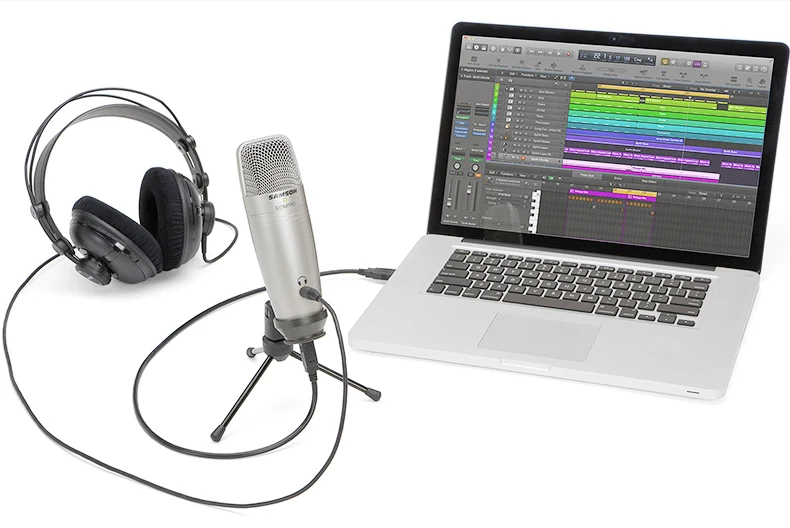 SAMSON C01U Pro(наушники Samson SR850) USB конденсаторный микрофон для студийной записи музыки, звука Фоли, видео