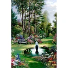 Набор для вышивки крестиком 5D diamond картина с фонтаном парк лес, наборы ниток для вышивки бисером, вязание крючком, картины, мозаика