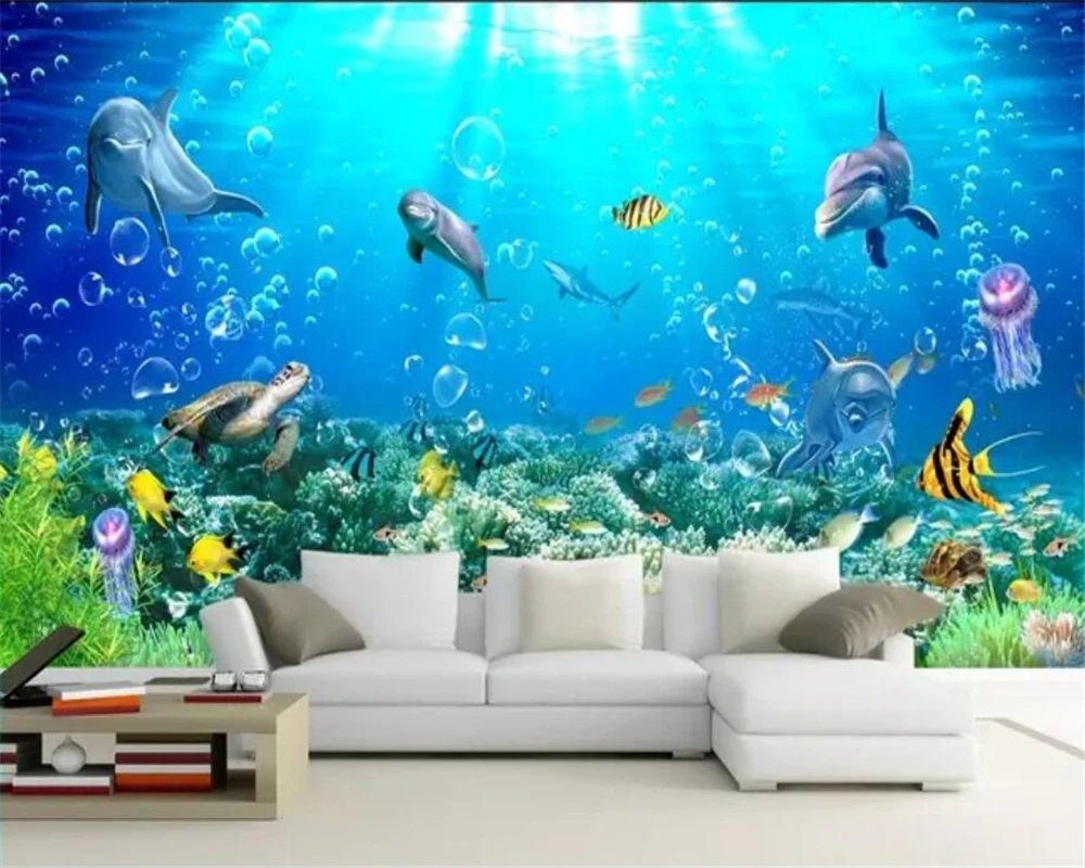 Пользовательские фотообои wellyu 3D фрески эффекты подводный мир|photo wallpaper murals|3d