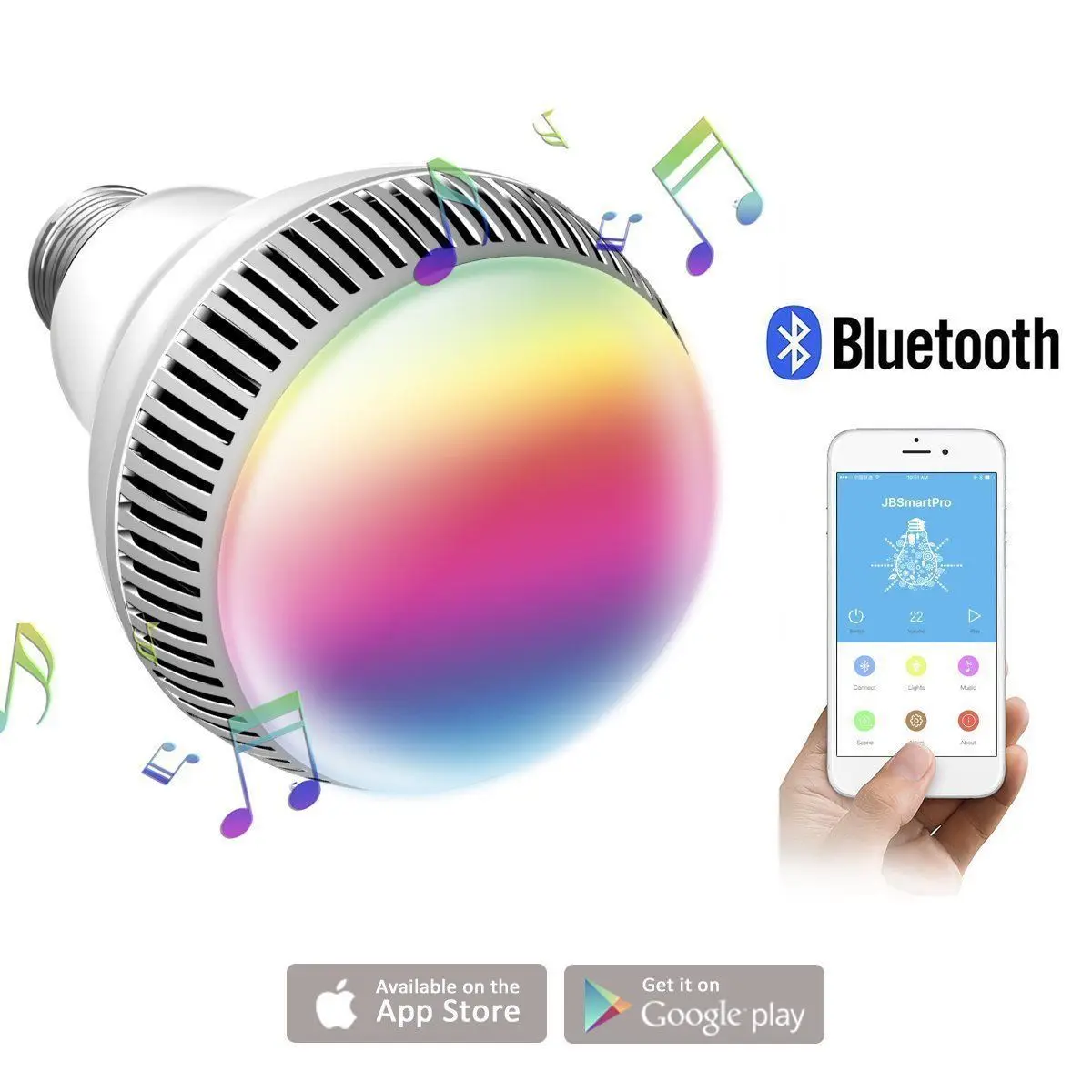 Умсветодиодный Светодиодная лампа E27 беспроводной смарт светильник с Bluetooth
