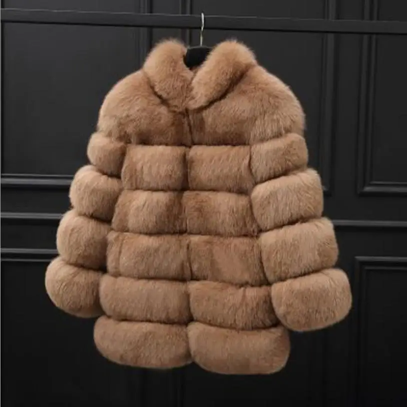 XS 4XL размера плюс зимнее модное пальто с мехом для женщин теплая искусственный