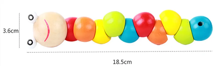 

1pc Wooden Puzzles Twist-colored Insects Kids Educational Wooden Toys Baby Children Flexible Training Twisting Worm DIY Toys