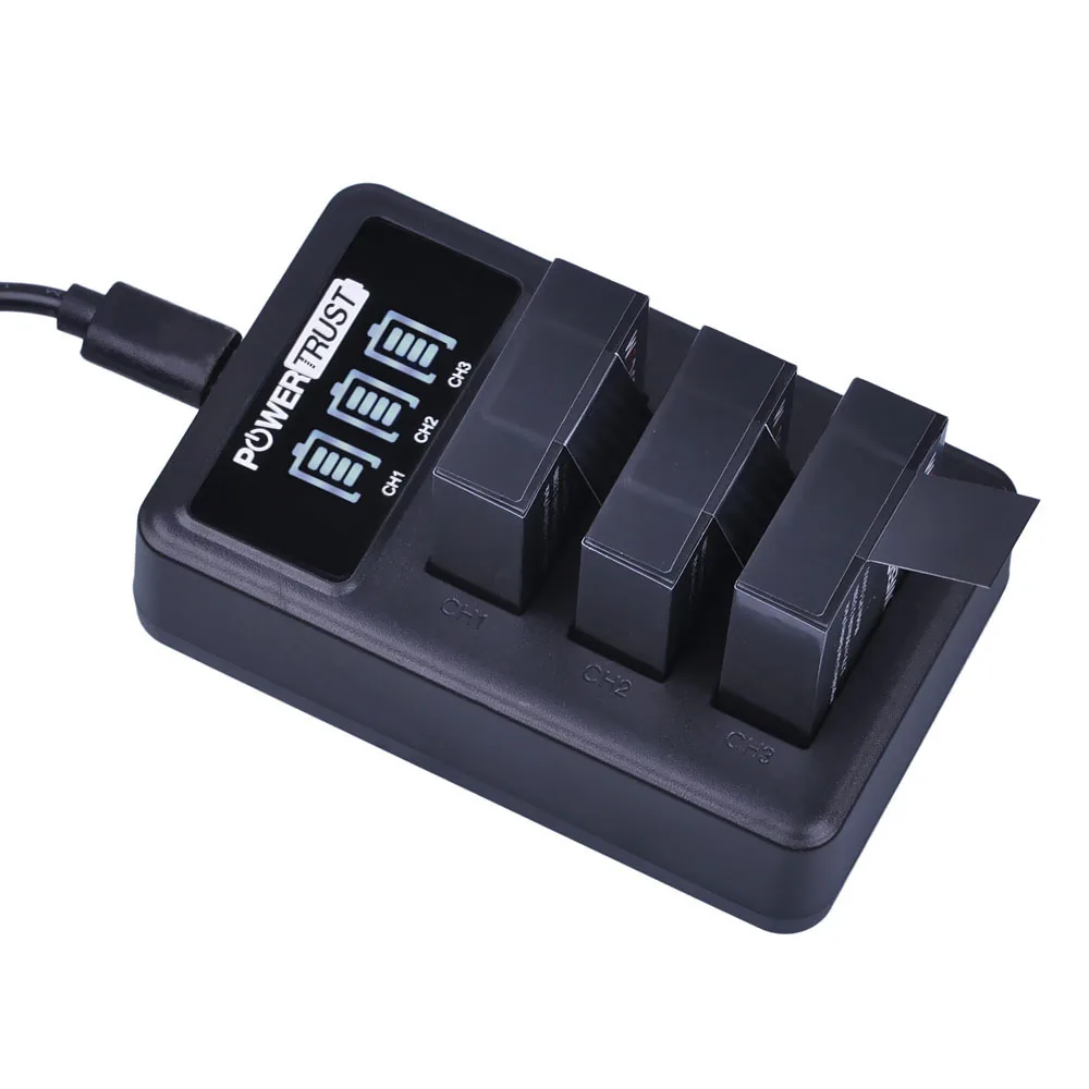 PowerTrust 3x SJ4000 батарея + LED 3 слота USB зарядное устройство для SJCAM sj4000 sj 4000 SJ5000 6000 7000 8000