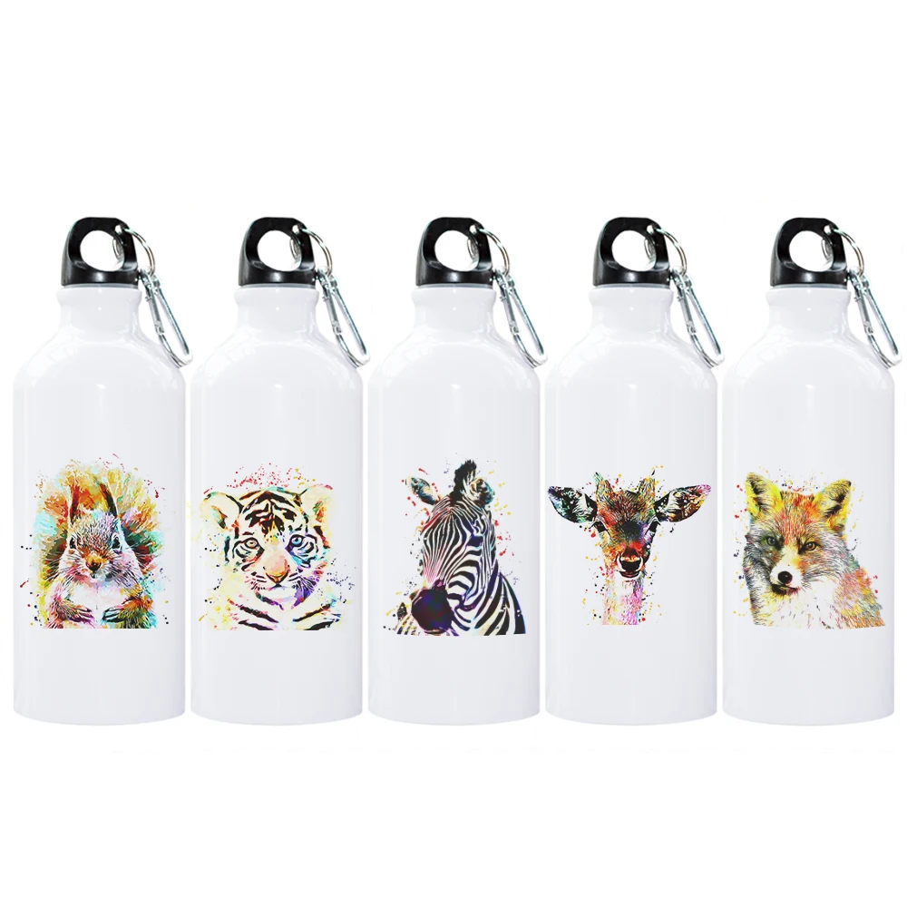 Hippo Panda Wolf Tiger Giraffe Zebra Squirrel Wild Animals Themed Water Bottle 600ml for Outdoor Sport Biking Hiking Camping | Дом и сад