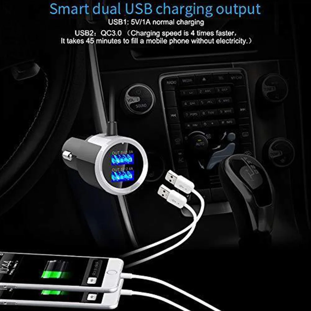 Car Call Bluetooth Voltage Detector Led FM Transmitter Navigation Voice Charger Screen MP3 Player Adapter Music Control | Автомобили и