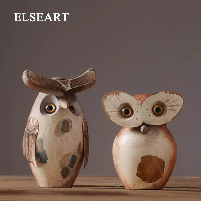 

American style vintage resin cute owl ornaments animal figurine statue for home decoration
