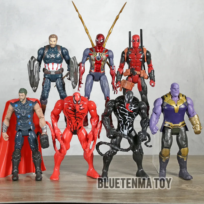 Экшн фигурки Marvel Железный Дэдпул Веном Человек паук танос Тор Капитан Америка