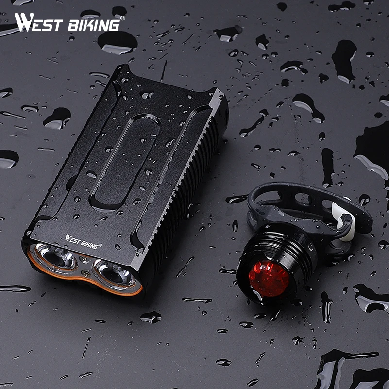 WEST BIKING водонепроницаемые велосипедные огни MAX 2400LM зарядка через USB 2 светодиодный