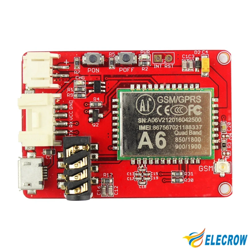 Модуль elerow A6 GPRS GSM для Arduino электроника интегральная схема четырехдиапазонный M2M