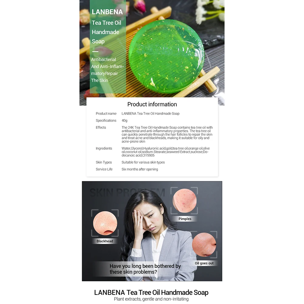 LANBENA 24K золотое мыло ручной работы Гиалуроновая кислота чистка лица увлажняющий уход восстановление акне отбеливающие инструменты для ухода за кожей лица 20