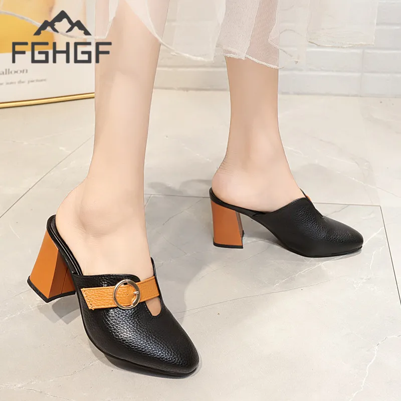 Женские туфли без задника FGHGF разноцветные из искусственной кожи с острым носком