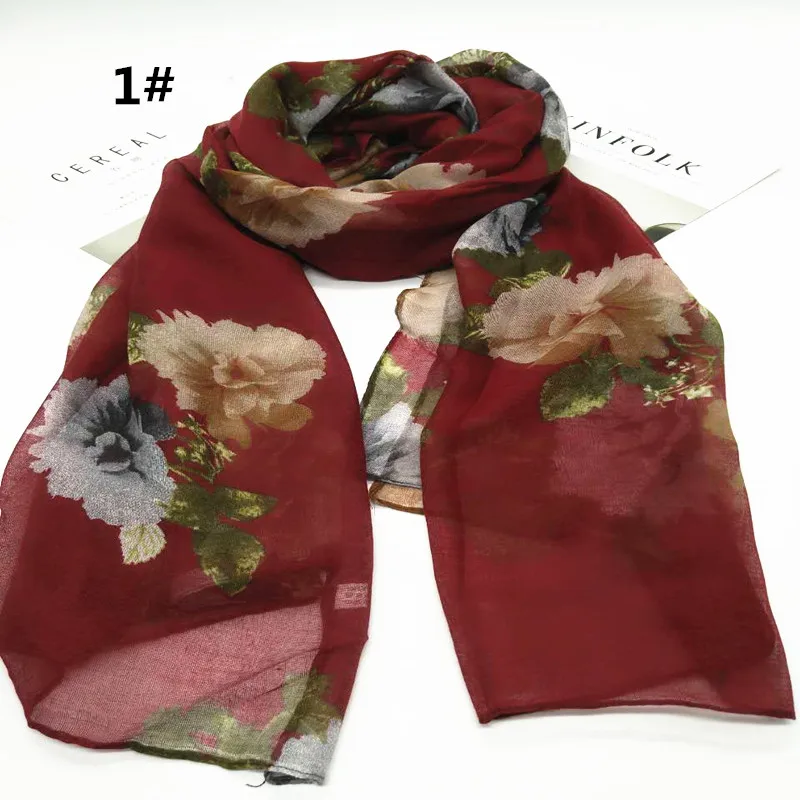 Мода voile женские шарфы и платки цветочный мусульманин хиджаб печати Довольно