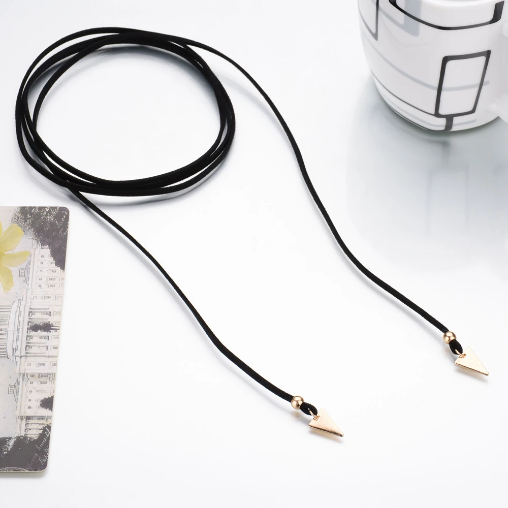 Женское Ожерелье-чокер с двойным треугольным кулоном золотым и серебряным