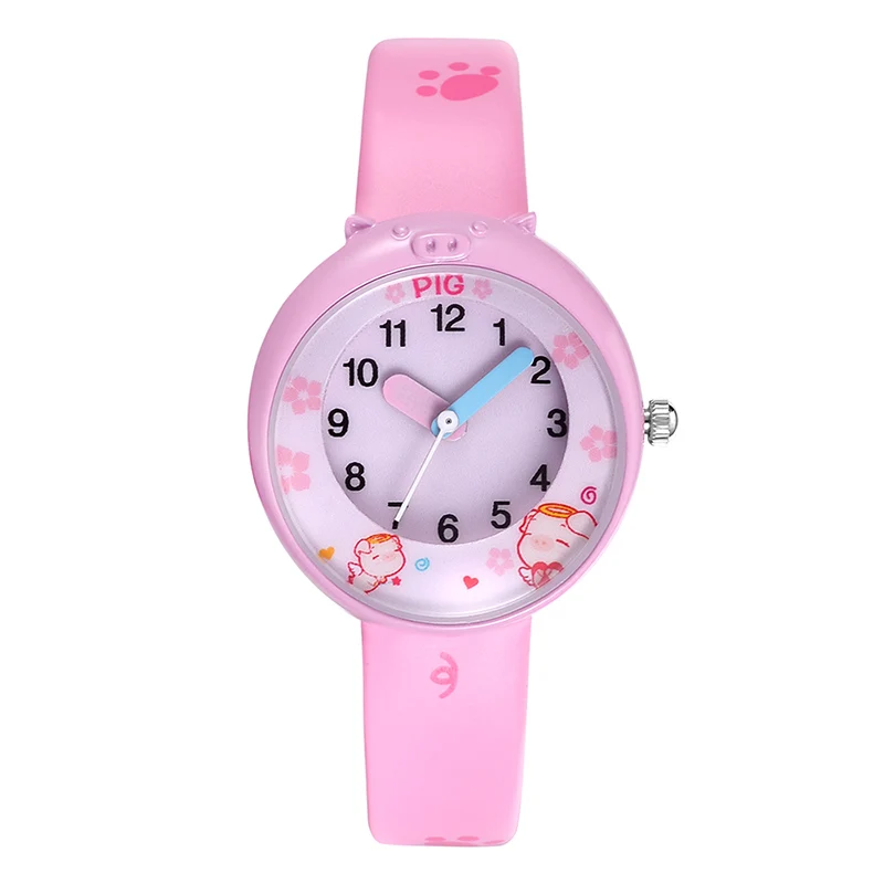pink pig watch KEZZI с любимыми персонажами из мультфильмов для детей с ображением Хрюшки, свиньи Платье часы творчества цифры набора детские часы для девушек-студенток кварцевые наручные часы детские часы Relogio Infantil - Цвет: pink pig watch