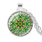 2018 модное ожерелье с зеленым цветком жизни, подвеска в виде чакры Ом для йоги, стеклянный купол, Священная Геометрия дзен, ювелирные изделия, подарки