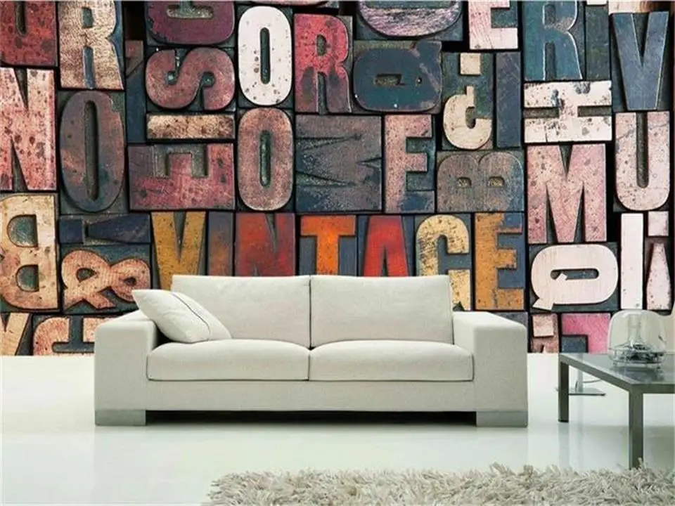 Пользовательские 3d фото обои Гостиная росписи Ретро деревянная доска письмо
