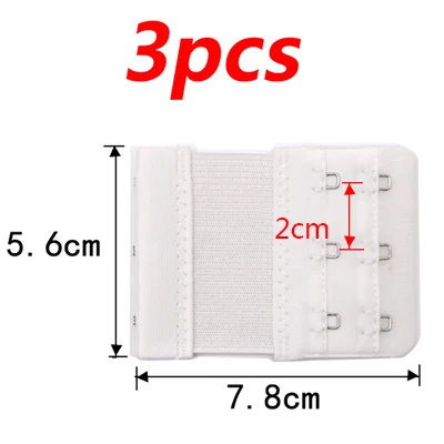 3pcs white 3 шт., женский бюстгальтер, удлиняющий ремень, 3 крючка, 2 ряда, пояс с пряжкой, эластичный бюстгальтер, крючок, удлинитель для бюстгальтера, нижнее белье, пояс - Цвет: 3pcs white