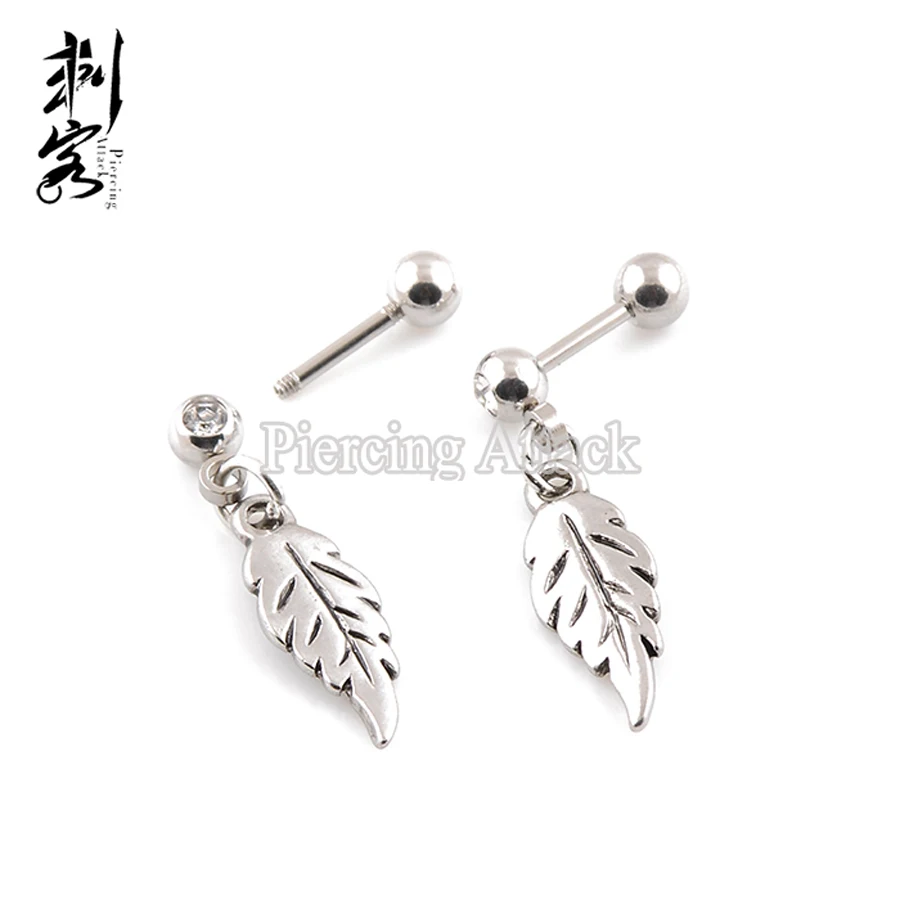 316L хирургическая сталь кристаллический драгоценный камень падение перо Висячие