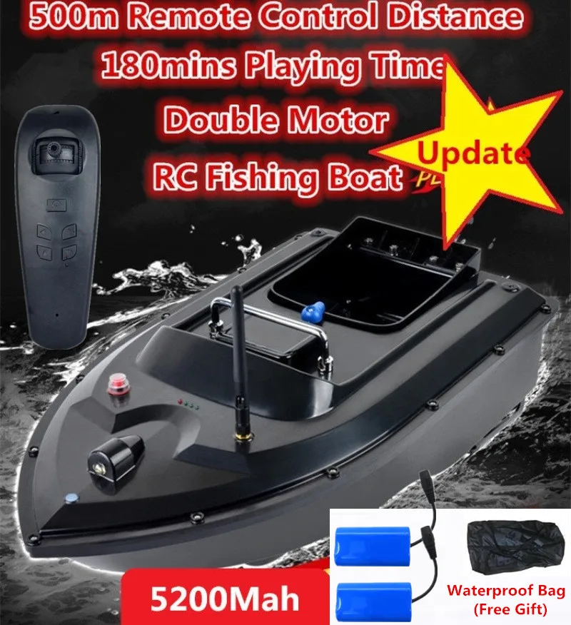 

Free Bag Auto RC Remote Control Fishing Bait Boat Toy 180Mins 500m Long RC Distacne Double Motor Fish Finder Ship Boat Speedboat