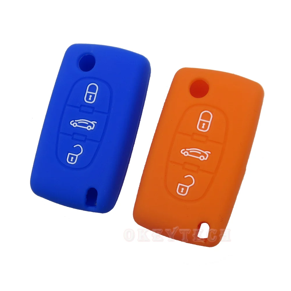 Силиконовый чехол для ключей OkeyTech 3 кнопки Peugeot 207 407 407SW Citroen C4 C5 C6 C8 автомобильный