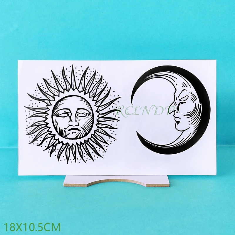 Водостойкая временная татуировка наклейка солнце луна фальшивый тату флэш-тату