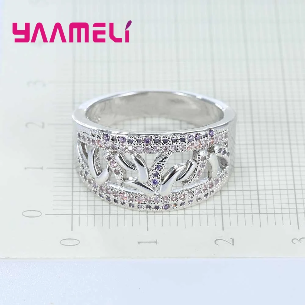 Exquisitely Beautiful Purple And Pink Crystal Stone Geometric Ring Party Engagement 925 Sterling Silver For Women Gift | Украшения и