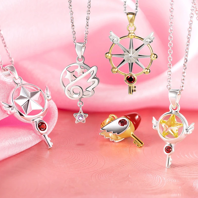 Аниме Card Captor Sakura Kinomoto Девушка звезда палочка серебряный ключ Цепочки и ожерелья