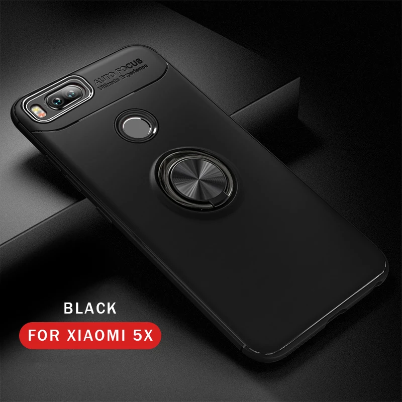 Black EKDME Кронштейн кольцо держатель чехол для Xiaomi mi 8 A1 6X 5X магнит Автомобильный держатель для красный mi Note 5 индийский 5 Plus Note 4X Pro 4A S2 оболочка - Цвет: Black