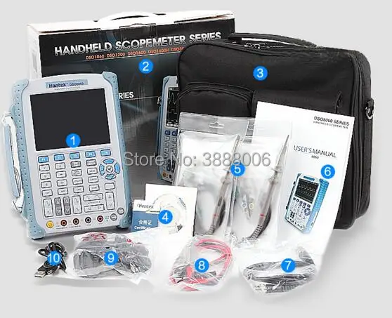 Hantek DSO8060 пять-в-одном портативный осциллограф DMM/анализатор спектра/счетчик частоты/Arbtrary генератор сигналов