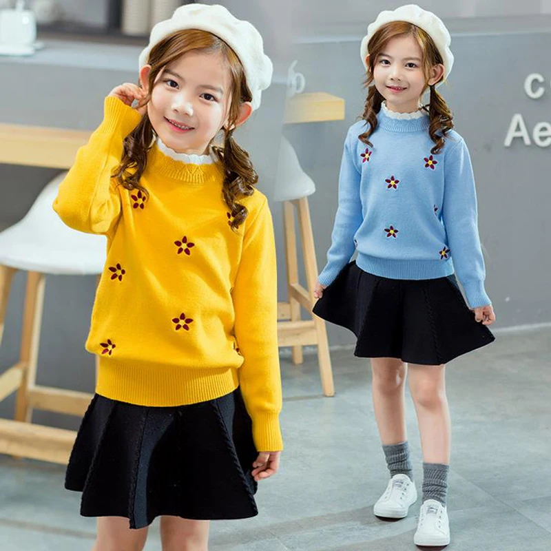 

Kids Clothes Autumn Winter Baby Girls Sweater Knitted Pullover Turtleneck Long Sleeve Print Sweet Princess Thick Sweater XL332